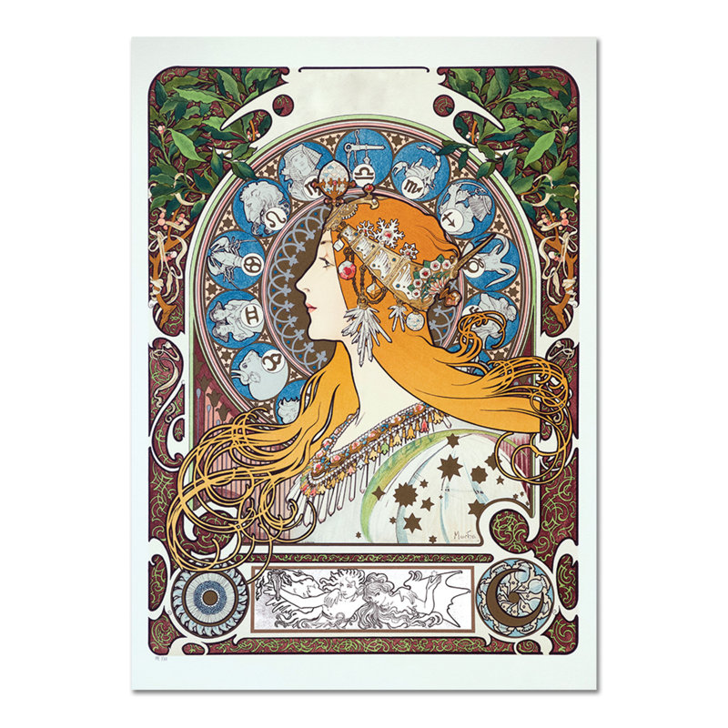 Zodiaco by Alphonse Mucha - Rectangle Painting