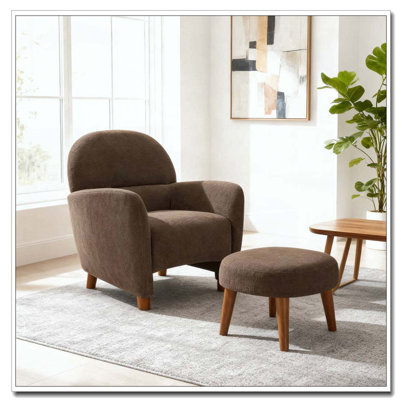 Chaise de loisir rembourrée avec repose-pieds, Brun