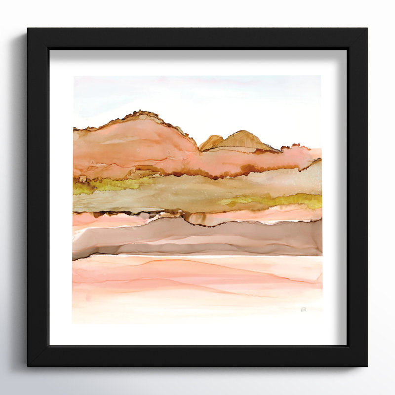 «Desertscape IV» par Chris Paschke - peinture encadrée, H 18 po x l 18 po, Noir