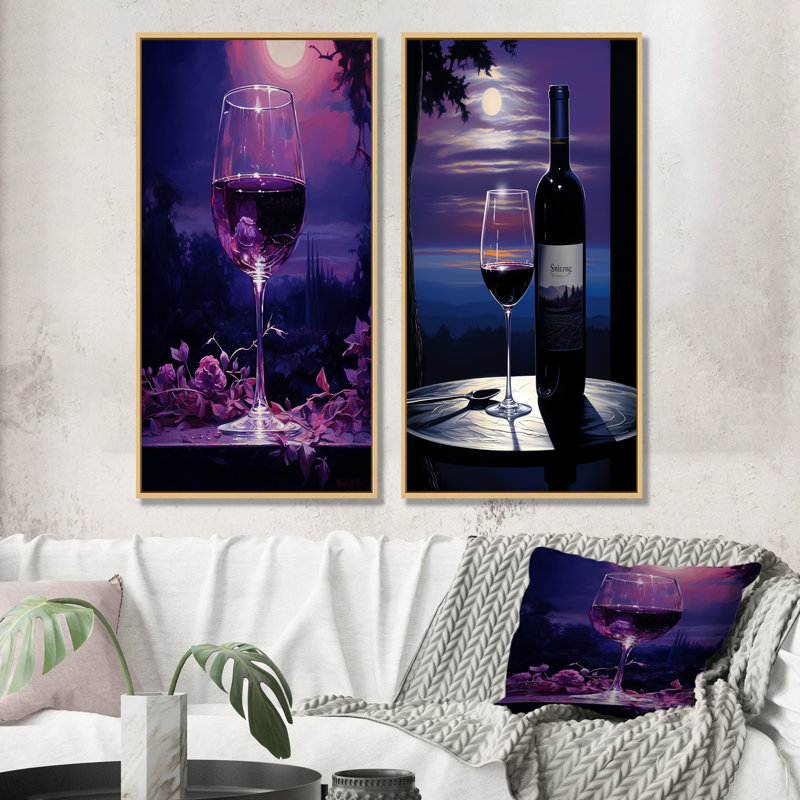 Silhouette de Shiraz - ensemble d'art mural sur toile 2 pièces, H 28 po x l 25 po, Encadrement brun