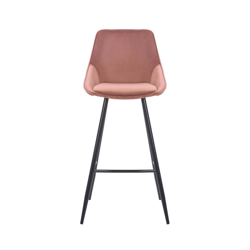 Upholstered Counter Stool with Metal Frame, Pink