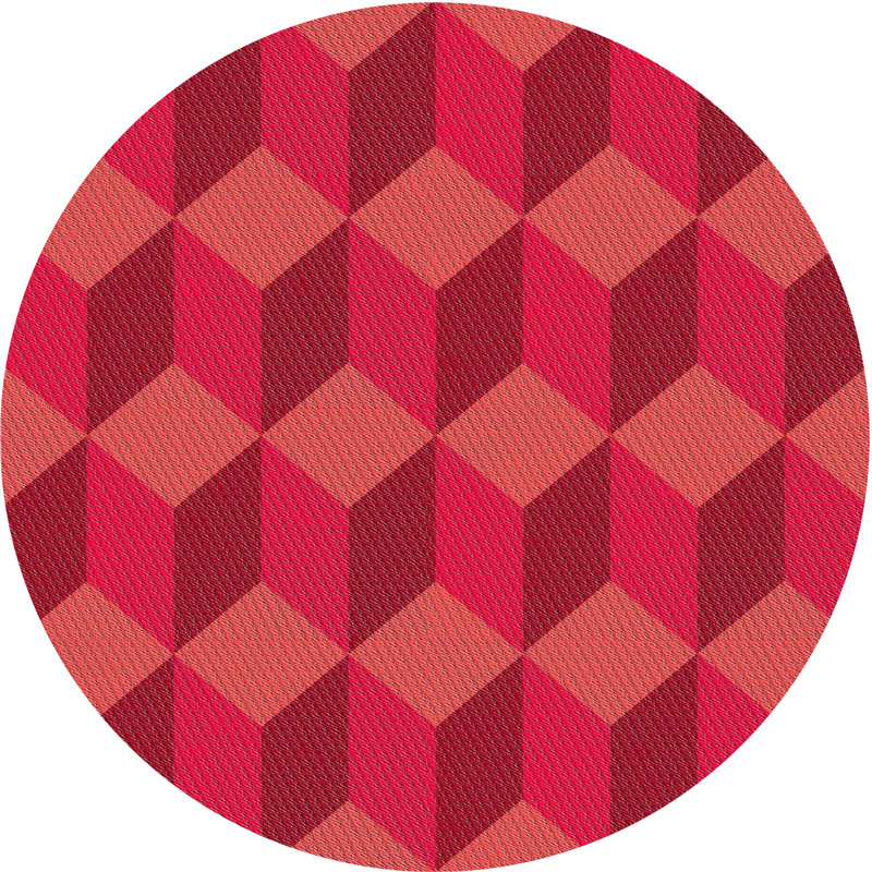 Tapis de zone rose à motif, Rond 5 pi