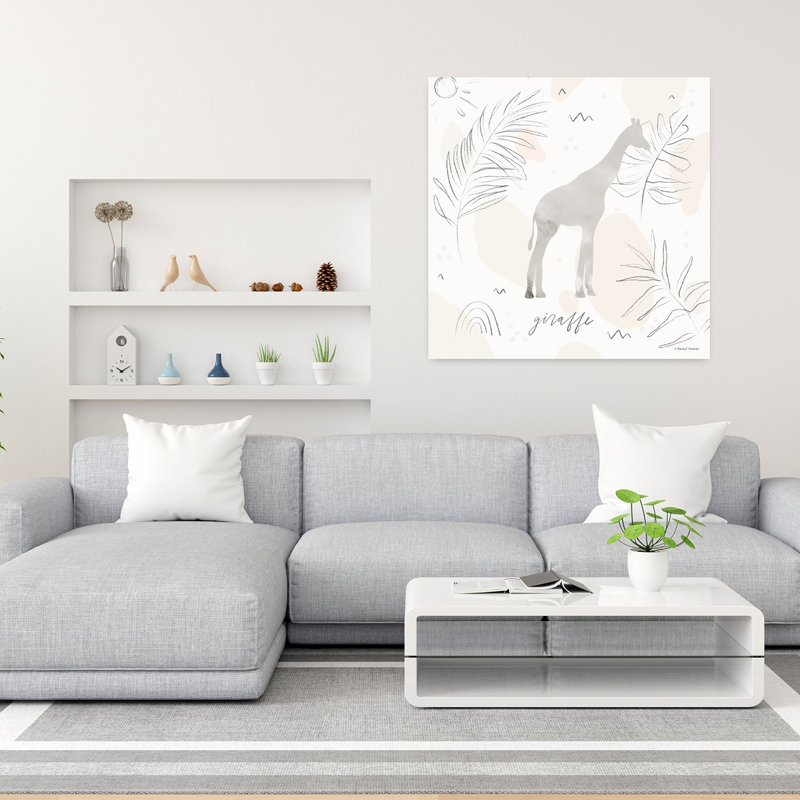 Art contemporain abstrait girafe dans la jungle safari, H 36 po x l 36 po