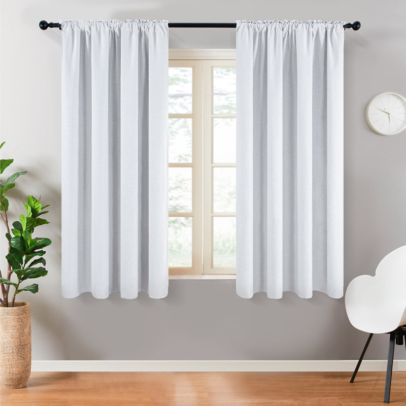 Bhargav Blackout Curtain Pair, 52" W x 84" L, White Gray