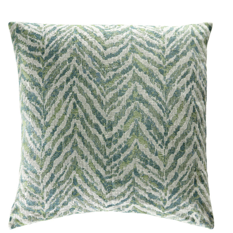 Coussin en coton tissé Volcano Blue Green, Carré 24 po