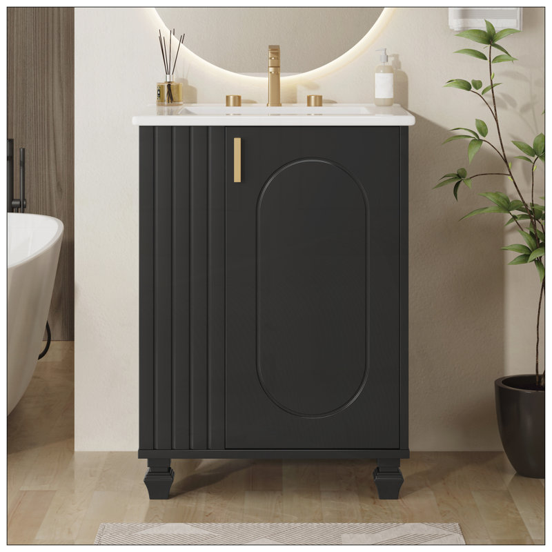 Meuble-lavabo 24 po avec lavabo, Noir