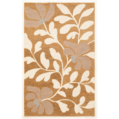 Tapis d'intérieur floral en laine touffeté à la main Petal Pop Hopeful Hibiscus
