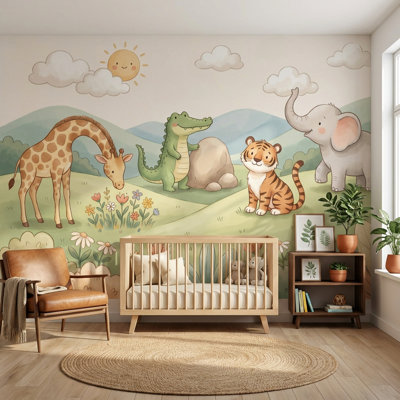 Adorable peinture murale à l'aquarelle pastel
