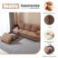 Canapé en L de 86 po avec organiseur d'accoudoirs, canapés à 3 places avec repose-pieds mobile, canapé modulaire confortable avec coussin épais, canapés modulaires en lin pour le salon-438883708