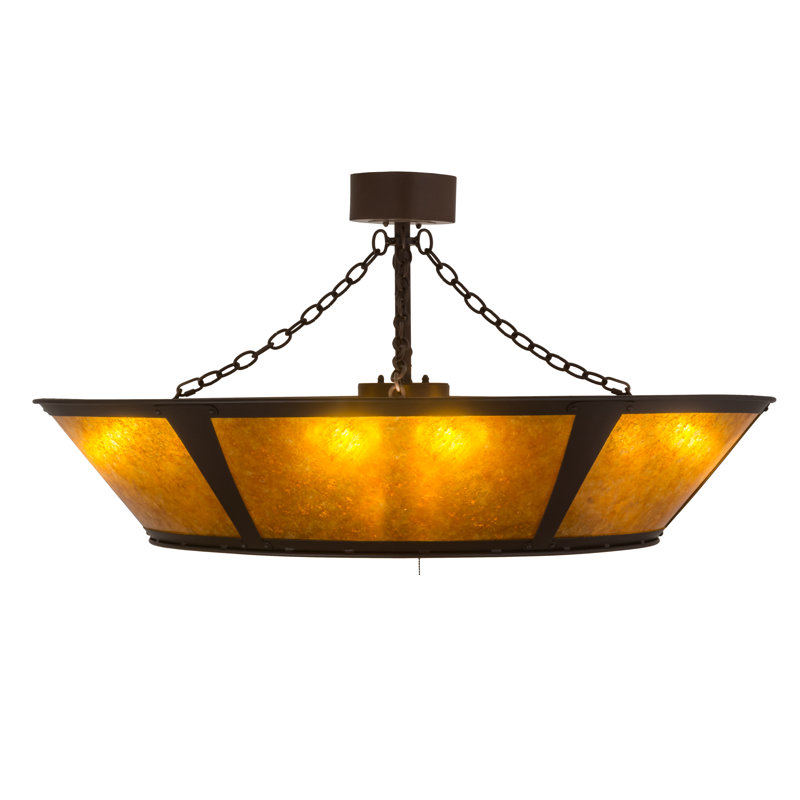 Cafe Noir 8-Light Chandel-Air with Amber Mica Shade