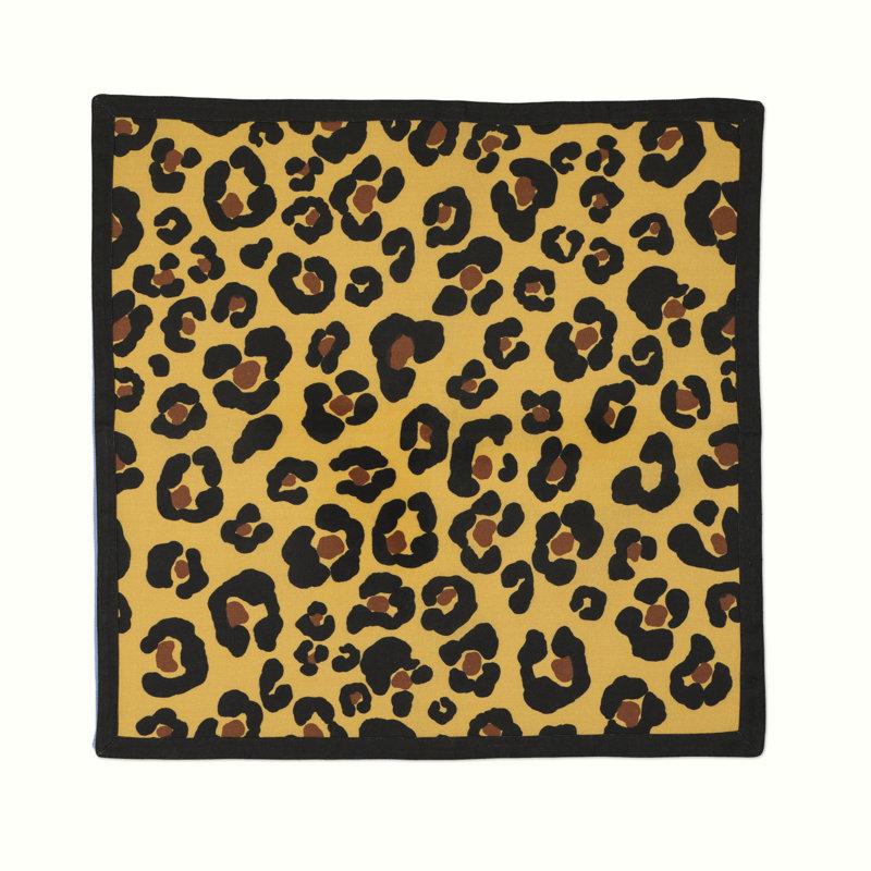 Animal Print Cotton Dinner Napkins, Black/Yellow, Animal Print