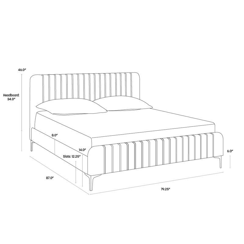 Heidi Upholstered Bed, Queen, Dark Gray