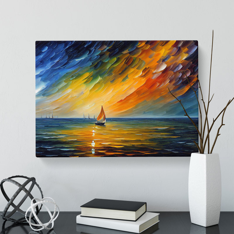Sailing Boat On The Ocean Vol.3 Abstract - Wrapped Canvas, 50cm H x 76cm W x 3cm D