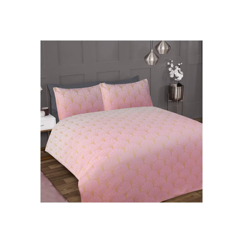 Woods Polyester Geometric Shapes Duvet Cover Set with Pillowcases Included, Super King - 2 Standard Pillowcases, Blush