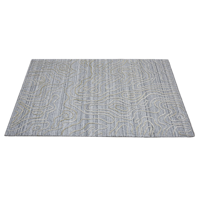 Hand Woven Overtufted Kilim Abstract Polypropylene Silver Rectangle Indoor Area Rugs, Rectangle 4'x6'