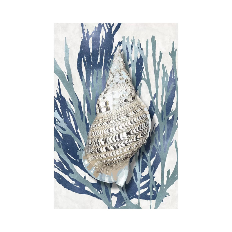 Coquille corail bleu turquoise I - Estampe numérique sur toile tendue avec châssis