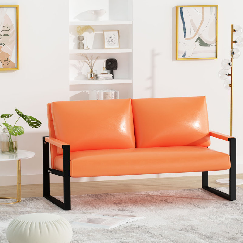 Causeuse Yaret 45,6 po, Similicuir orange