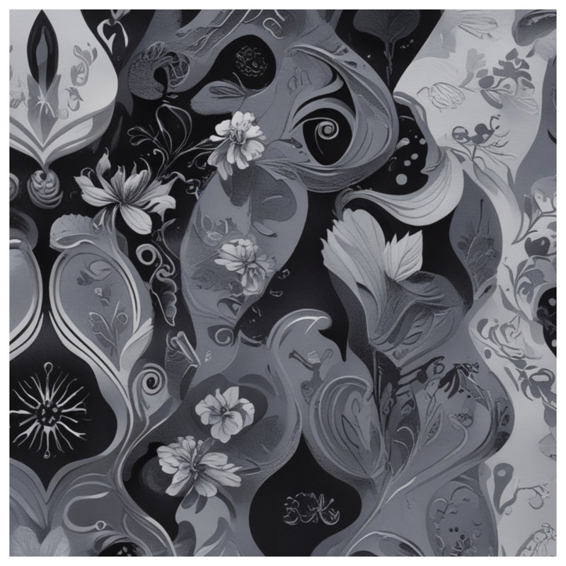 Black White Floral Pattern Blankets, 50in W x 60in H