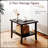 19 Inch Square Metal Outdoor Side Table, 2-Tier All-Weather Patio End Table with Rust-Resistant Finish and Slatted Top-1035082226