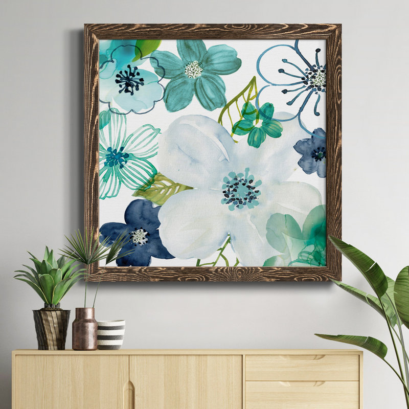 Toile Oblique I-Premium avec cadre, prête à être accrochée, H 20 po x l 20 po x P 1,5 po, Encadré de bois de noyer