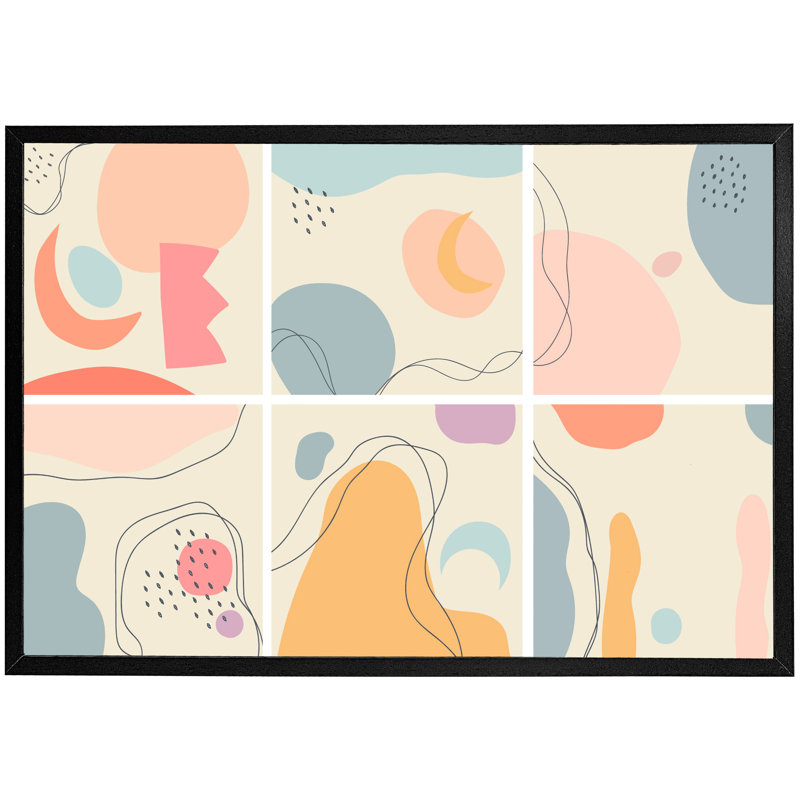 Ashrita Hand Drawn Various Shapes And Doodle Objects - Single Picture Frame Print, Black Framed, 61cm H x 91cm W x 4cm D