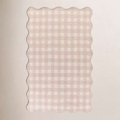 Lola Pink Hand-Tufted Plaid Wool Rug