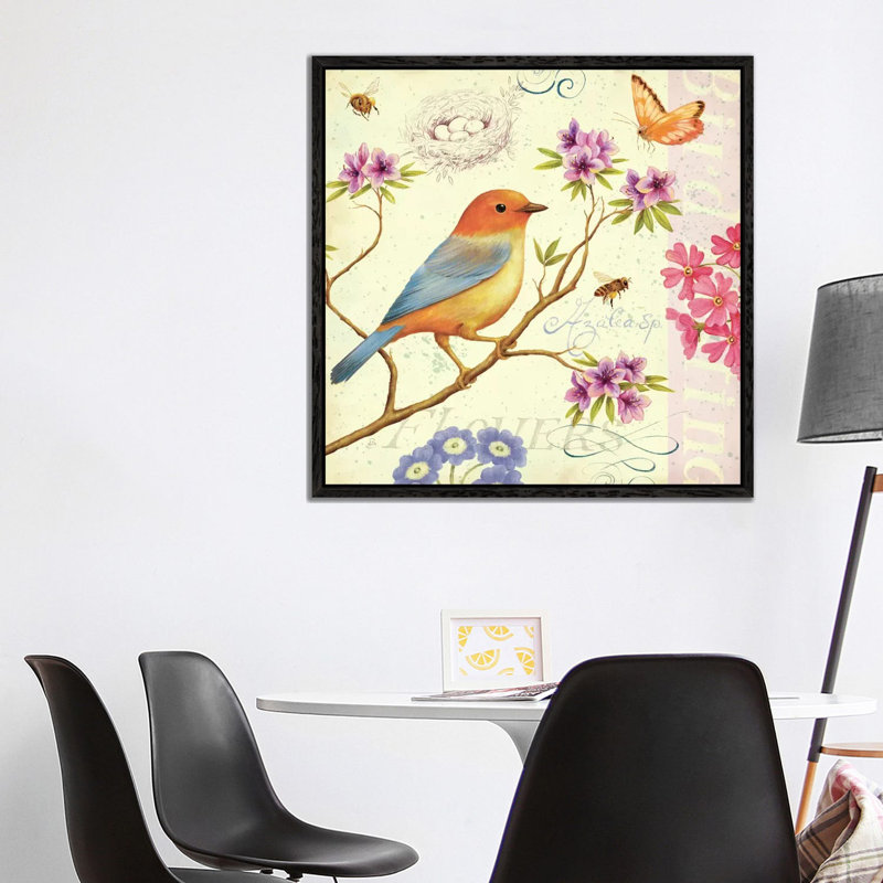 Birds and Bees II 1 Piece Wall Art on Canvas, 93.98 cm H x 93.98 cm W, Black Floated Frame