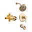 Ensemble de robinetterie de baignoire et de douche fini doré avec pommeau de douche effet pluie de 12,7 cm, jet à 8 positions et ensemble de garniture de soupape d'équilibrage de pression