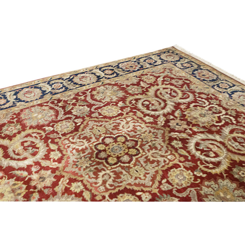 High-Quality Hand-Knotted Red And Blue Area Rug, Rectangle 8'3" x 9'11"