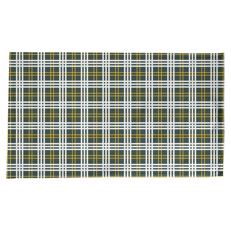 Nappe en mélange de coton à carreaux, Vert foncé / or / blanc