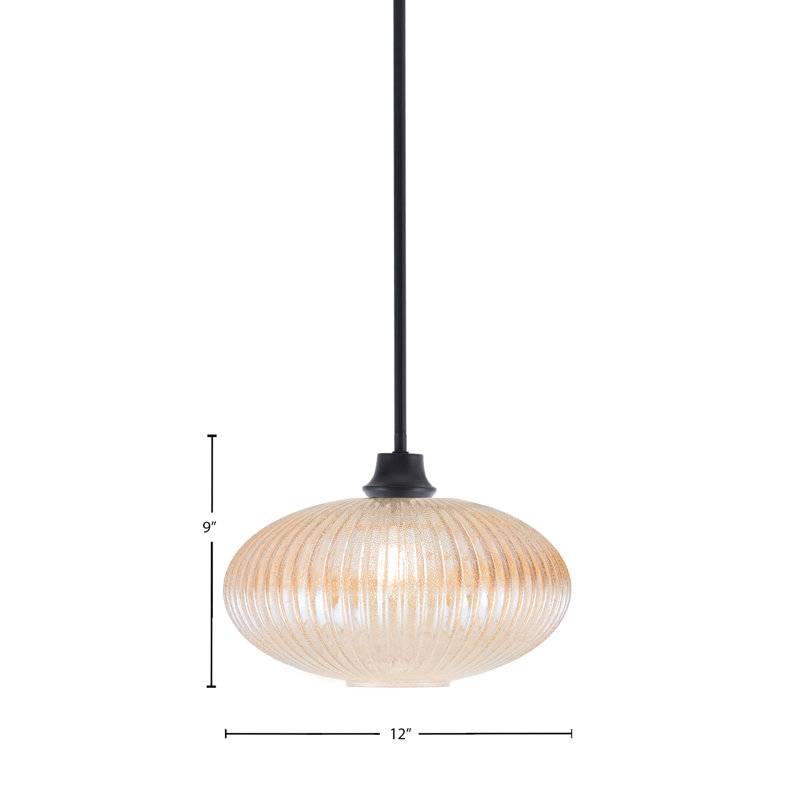Luminaire suspendu Oakridge au fini noir mat avec microbulles 12 po