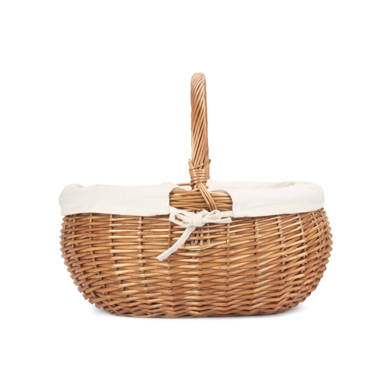 Wicker Lined Shopper Basket, Brown, 41cm H x 41cm W x 46.5cm D