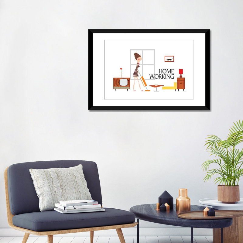 « home working », impression sur toile, Papier d'art encadré noir, H 16 po x l 24 po x P 1 po