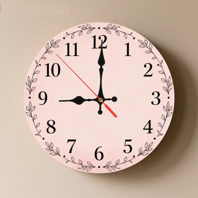 10" Round Wooden Wall Clock, Silent Quartz Movement, UV-Printed Design, Battery Operated