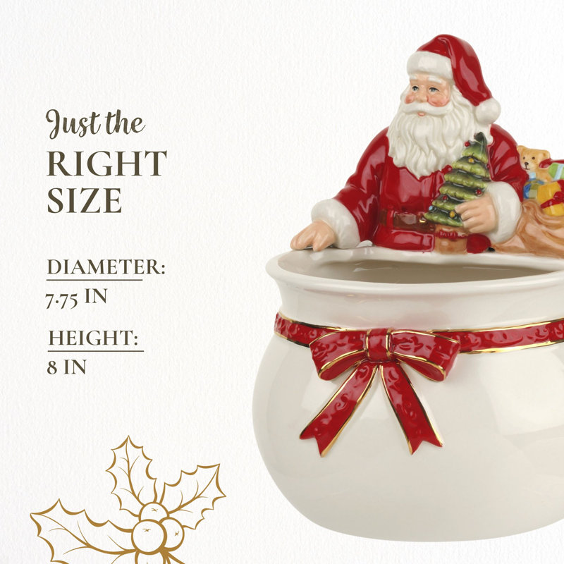 Spode Christmas Tree Santa Candy Bowl 7.75"