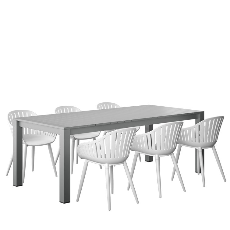 Anautica 86.5'' Rectangular 6 - Person Outdoor Dining Set