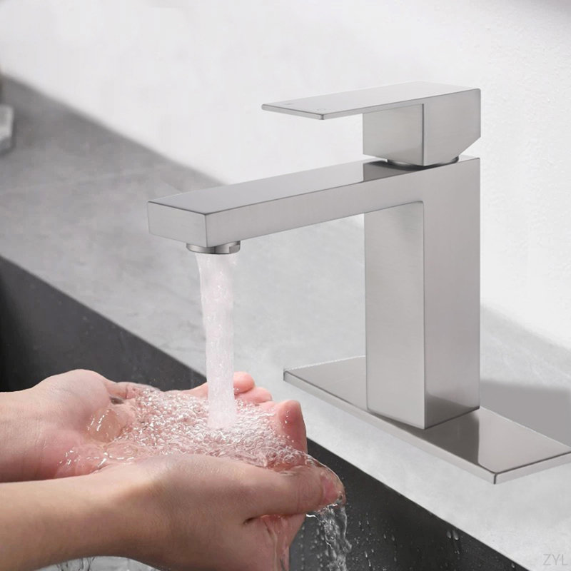 Single Handle Bathroom Faucet Lavatory Faucet Stainless Steel Single Hole-T20, Brushed Nickel