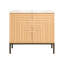 Armoire de meuble-lavabo moderne à 2 tablettes géométriques l 36 po x P 18 po x H 33 po Rowan (lavabo non inclus)-113431567