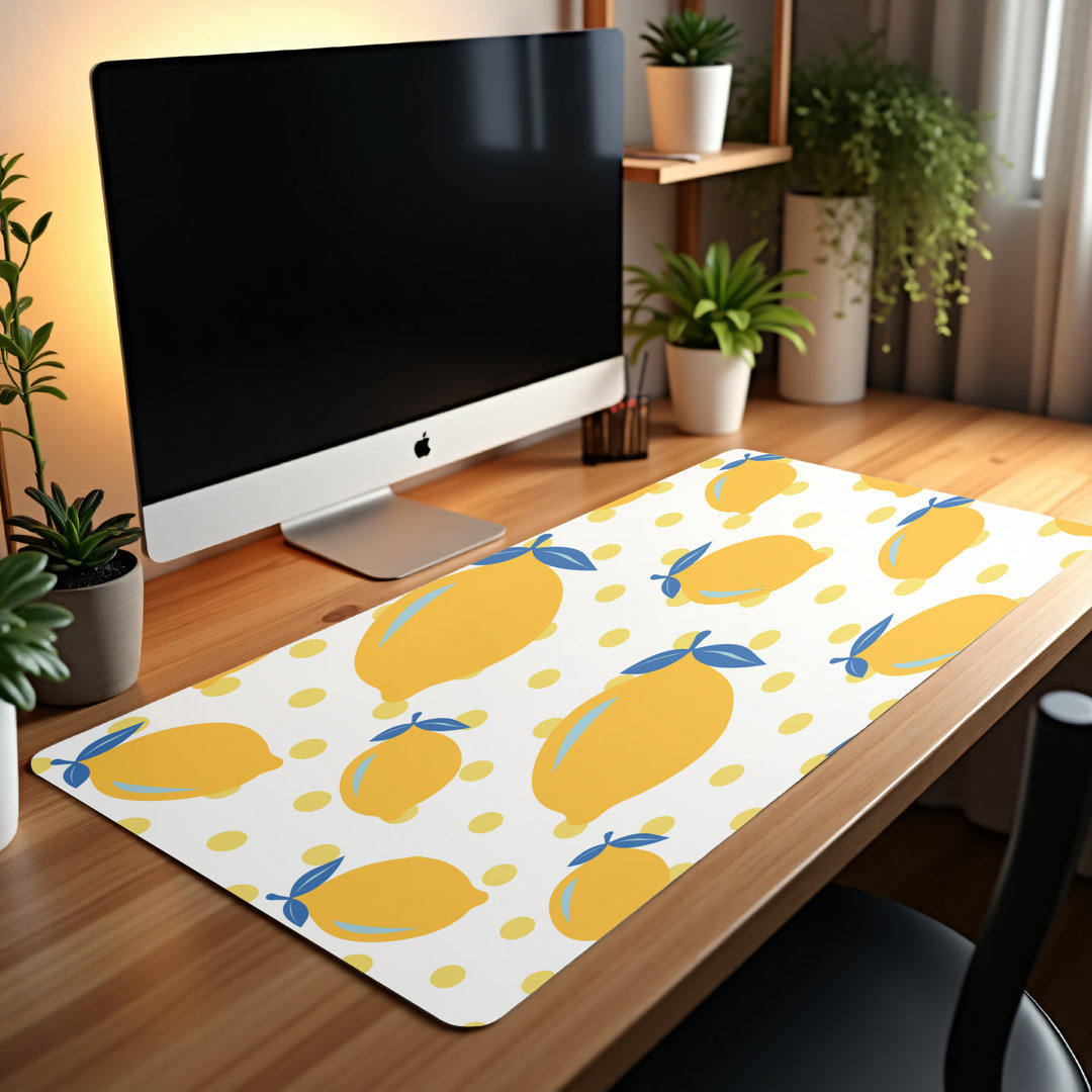Lemon Polka Dot Desk Mat