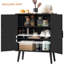 Storage Sideboard Cabinet With 2 Shelves & Doors, Accent Storage For Entryway, Black