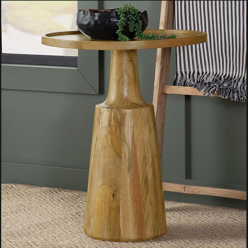 Table d'appoint à piédestal naturel, Brun