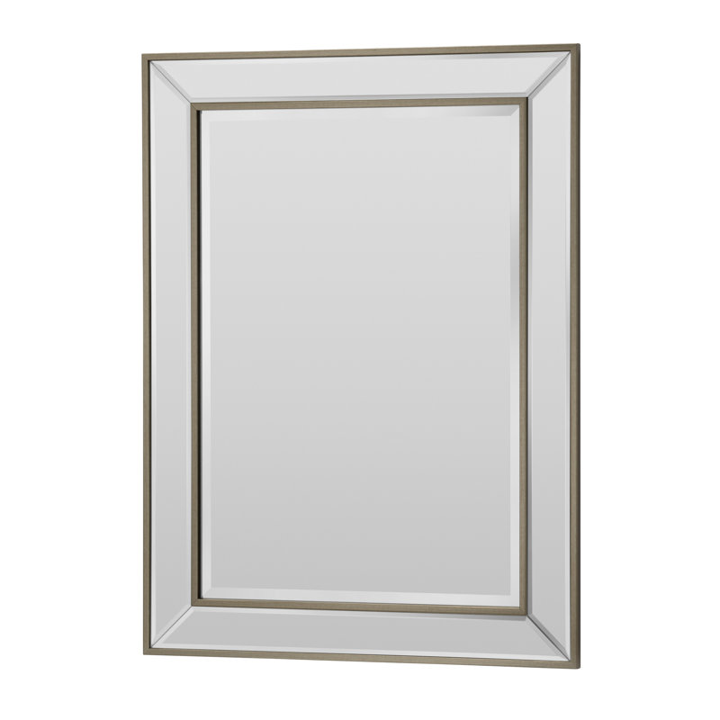 Seamus Bevelled Angled Framed Wall Mounted Accent Mirror, Soft Gold, 77cm H x 105cm W