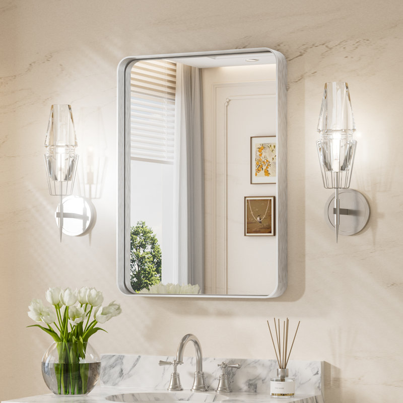 Miroir d'appoint Tyro, Argent, 30 po x 22 po, Rectangulaire