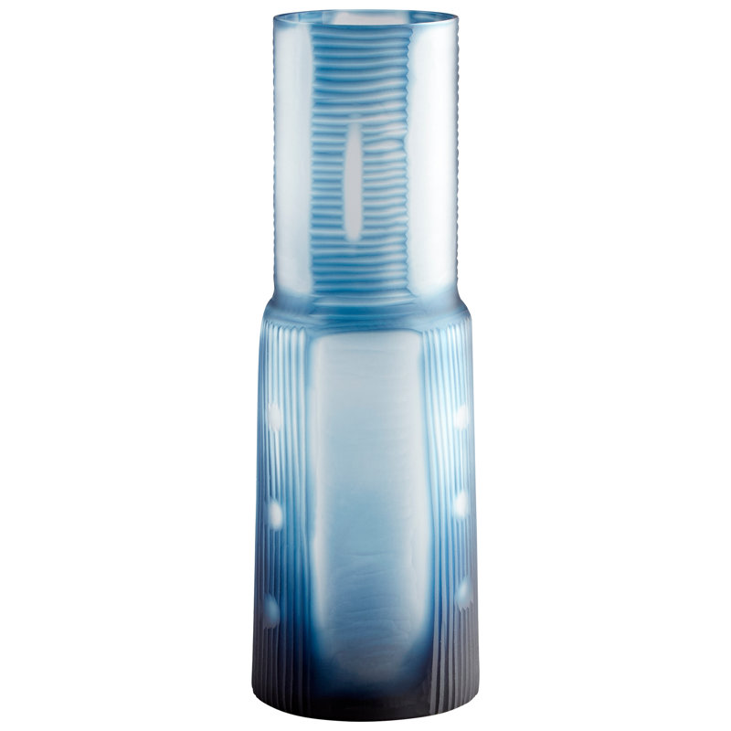 Deep Blue Textured Glass Table Vase, 17.25 Inch