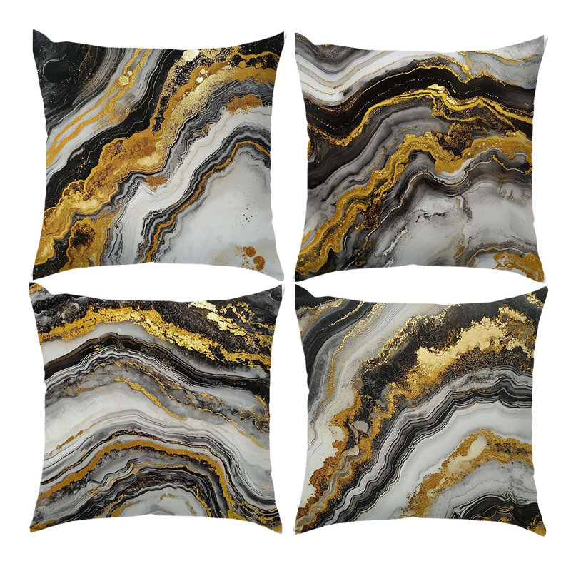 4 Pcs Marble Pattern Decorative Pillow Covers