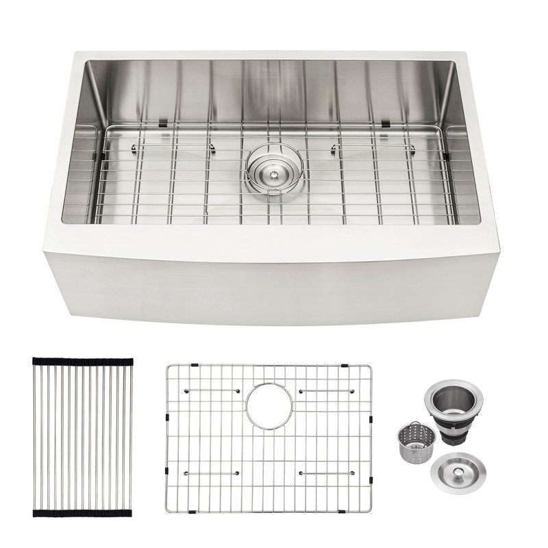 Évier de cuisine en acier inoxydable à tablier simple 33 po x 21 po x 10 po Farmhouse, Acier Inoxydable