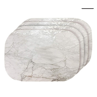 Placemats Dining Table Mat Table Decor Washable Non Slip Marble Oval 12 X 18