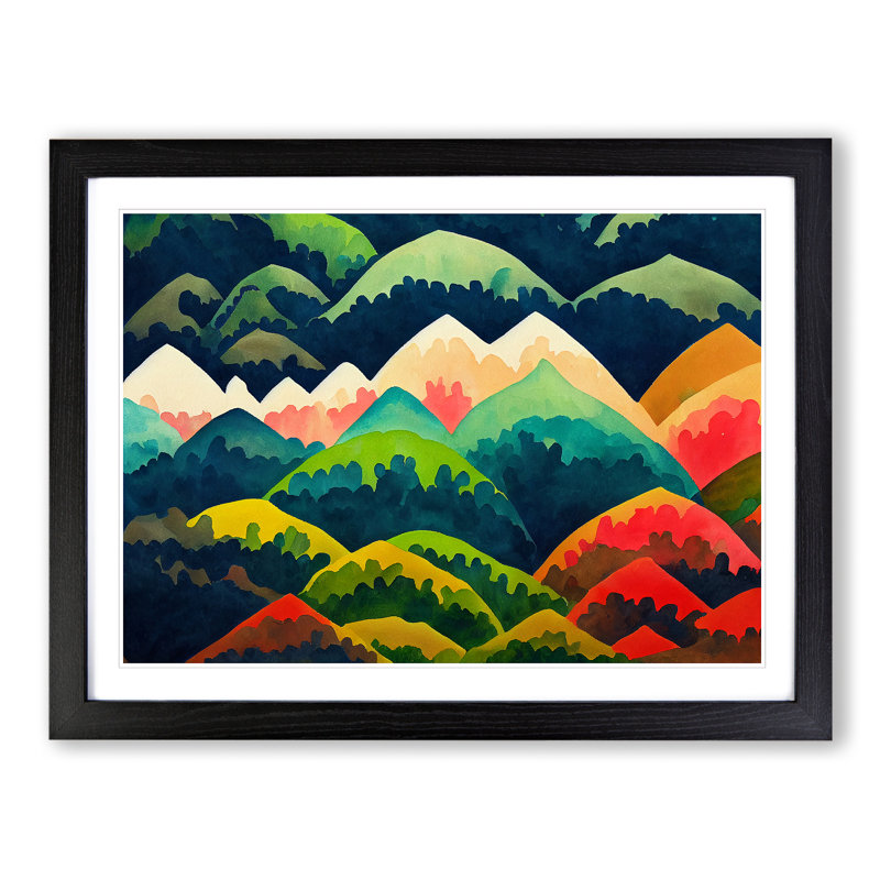 Abstract Mountain Range - Framed Print, 34cm H x 46cm W x 2cm D, Black