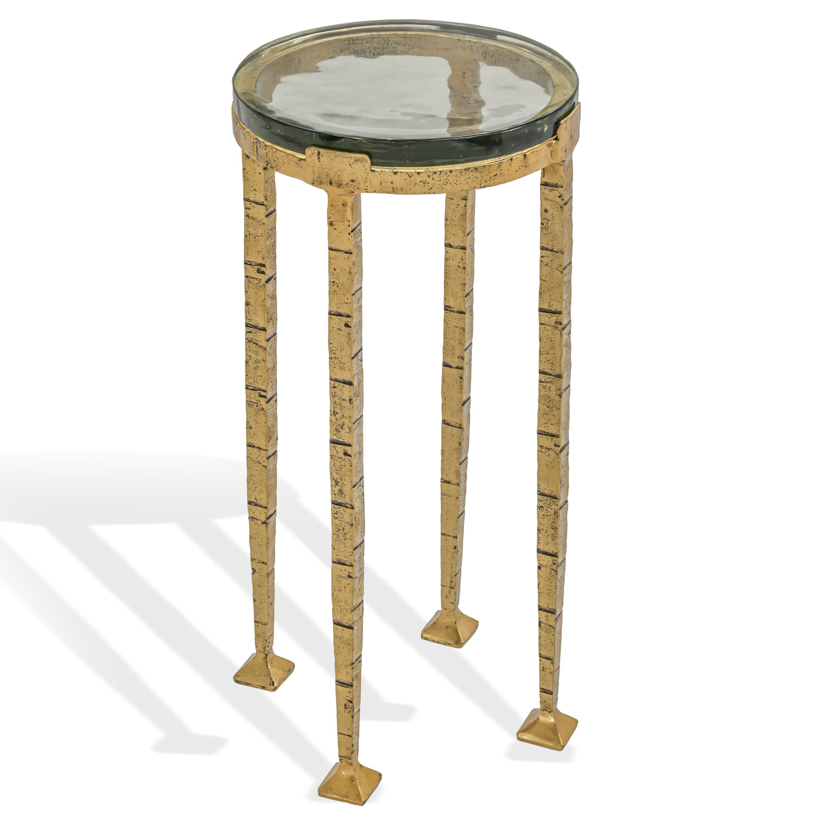 Castino 10" End Table, Smoked Glass / Brass