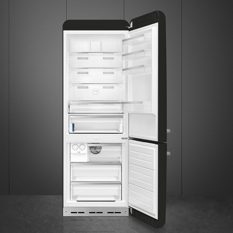 SMEG 27.8" Bottom Freezer 16.26 cu. ft. Energy Star Refrigerator, Black, Left Handed